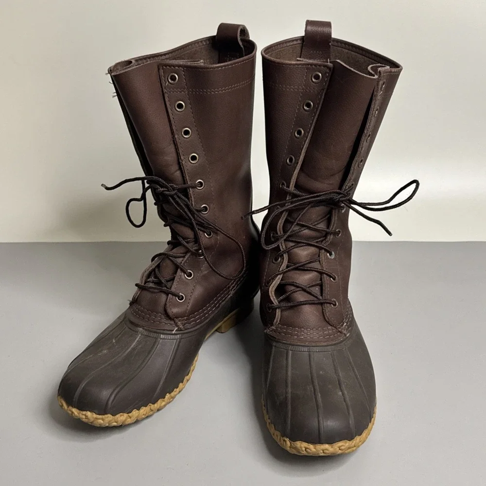 LL Bean Boots Mens Size 9 Maine Leather Hunting Duck Boot Shoe Rubber